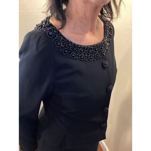 Anna Sui Vintage Black Beaded Formal Evening Princess Cocktail Jacket Y2K M 8 - Picture 8 of 13